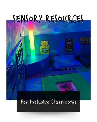 colourful sensory room with a light up tube, activity wall panels, soft padded flooring and beanbags