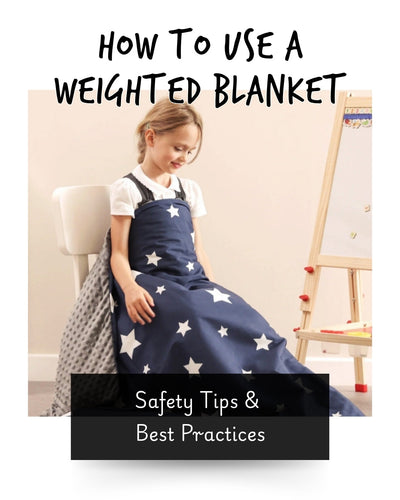 young girl sat on a chair with a weighted blanket on her lap