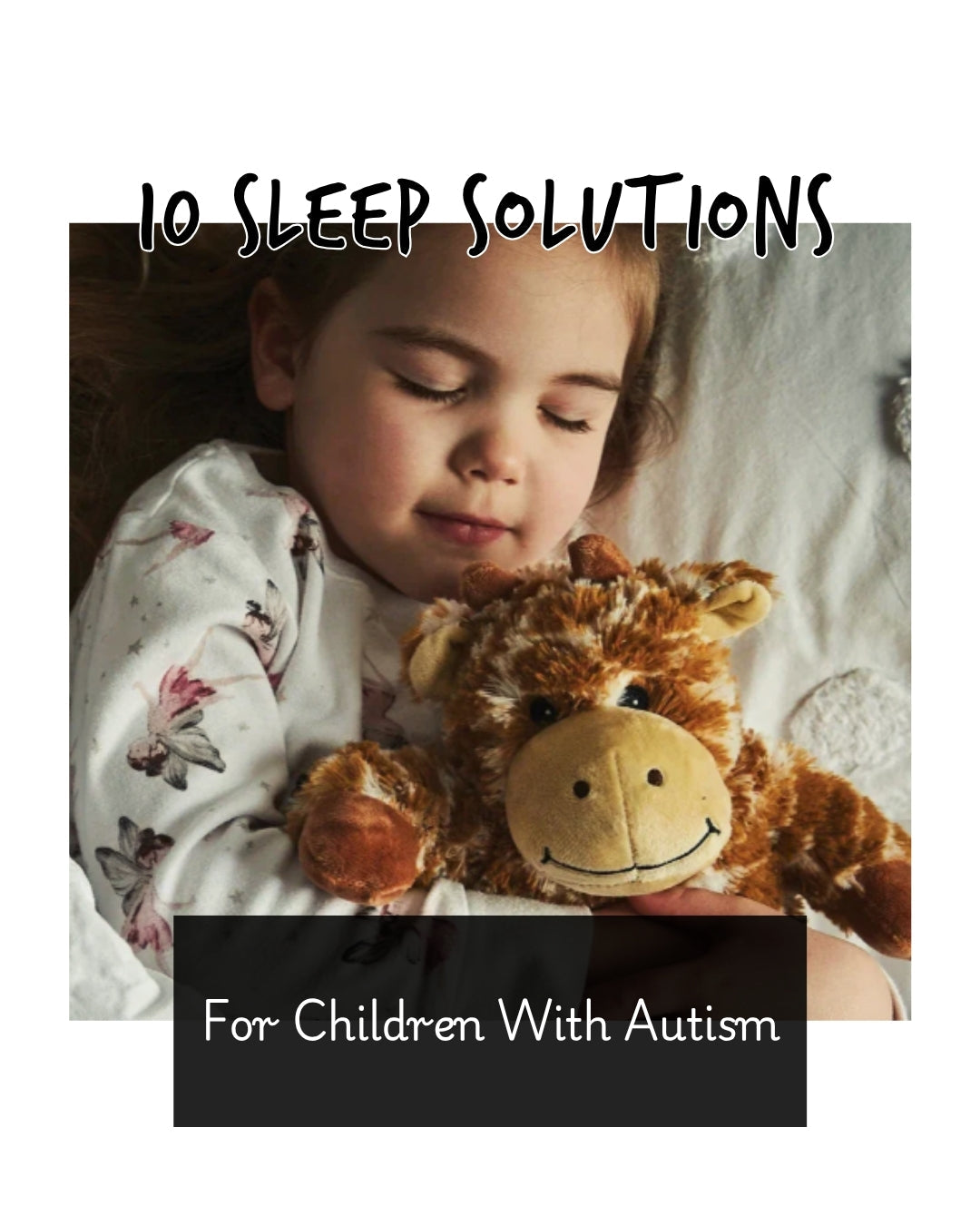 a young child asleep holding a giraffe stuffed toy by Warmies