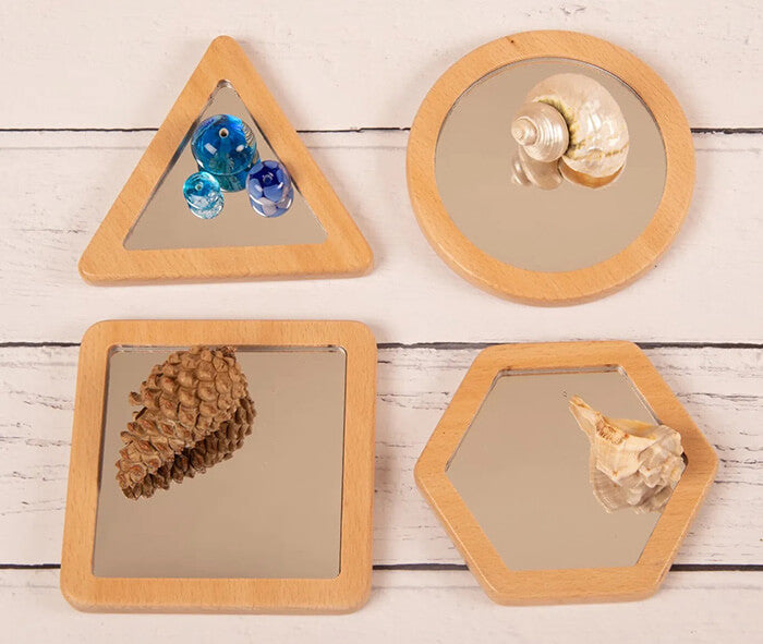 Wood Frame Shape Mirrors (4Pk), Learning SPACE