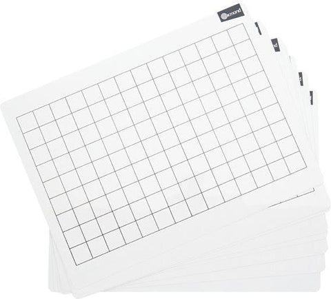 10 Dry Wipe Boards - 228x305mm - 2cm Grid, Learning SPACE