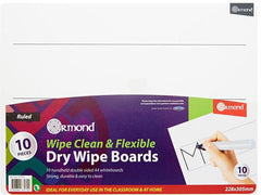 10 Dry Wipe Boards - 228x305mm - Wide Ruled-Back To School,Handwriting,Ormond,Primary Literacy,Seasons,Stationery,Stock-Learning SPACE