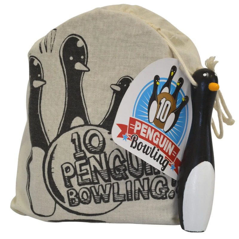 10-Penguin Bowling in a Bag – Wooden Skittles Game, Learning SPACE