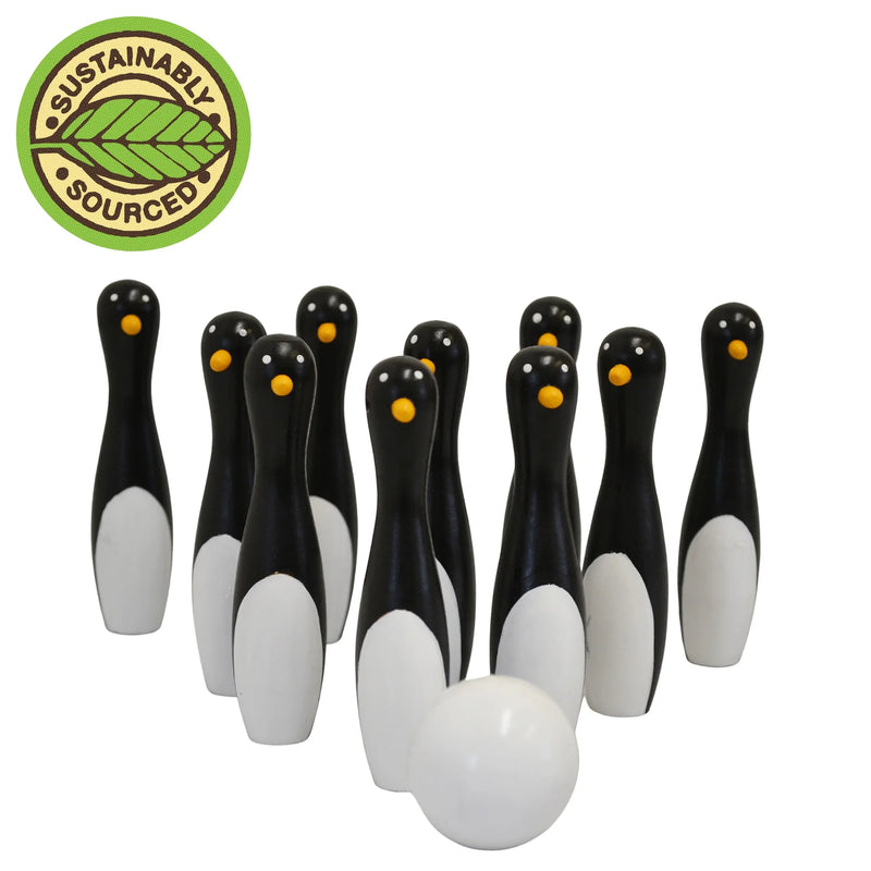 10-Penguin Bowling in a Bag – Wooden Skittles Game, Learning SPACE