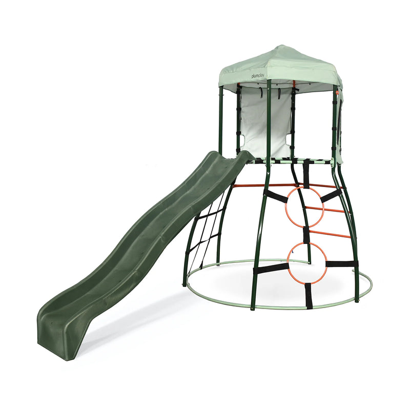 Plum® Metal Climbing Dome with Slide - Green, Outdoor Play Equipment Learning SPACE