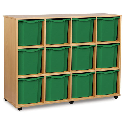 12 Quad Tray Unit-Dropship,Shelves,Storage,Storage Bins & Baskets,Trays,Wellbeing Furniture-Beech-MEQ1015-Learning SPACE