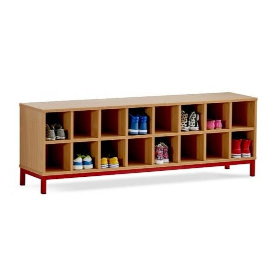 16 Compartment Bench, Beech Red Learning SPACE