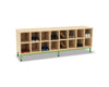 16 Compartment Bench-Cloakroom,Dropship,Nursery,Shelves,Storage,Wellbeing Furniture-Maple-Apple Green-MAPCH006/AppleGreen-Learning SPACE