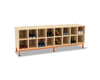 16 Compartment Bench-Cloakroom,Dropship,Nursery,Shelves,Storage,Wellbeing Furniture-Maple-Tangerine-MAPCH006/Tangerine-Learning SPACE