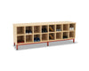 16 Compartment Bench-Cloakroom,Dropship,Nursery,Shelves,Storage,Wellbeing Furniture-Maple-Red-MAPCH006/Red-Learning SPACE