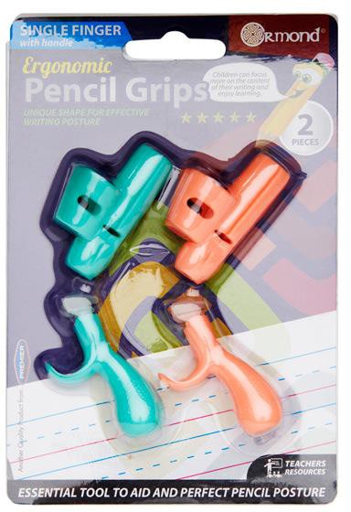 2 Ergonomic Pencil Grips - Single Finger With Handle-Back To School,Dyspraxia,Handwriting,Learning Difficulties,Neuro Diversity,Ormond,Primary Literacy,Stationery-Learning SPACE