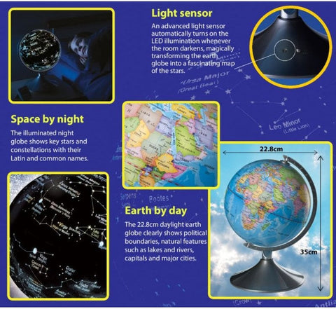 2 in 1 Globe Earth & Constellations-AllSensory,Brainstorm Toys,Lamp,Outer Space,S.T.E.M,Sensory Light Up Toys,Stock,Visual Sensory Toys,World & Nature-Learning SPACE