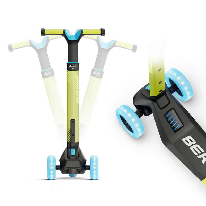 BERG Nexo Foldable Lights LED-Deck 3 Wheeled Scooter, Learning SPACE