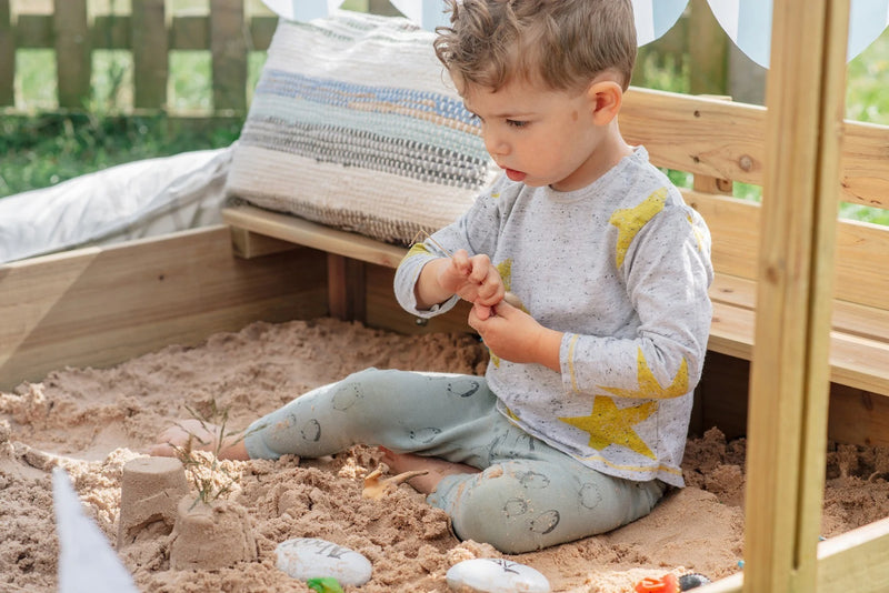 Plum® Wooden Sandpit with Canopy - Natural