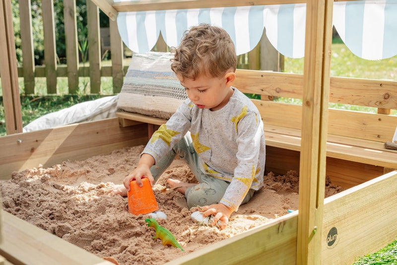 Plum® Wooden Sandpit with Canopy - Natural