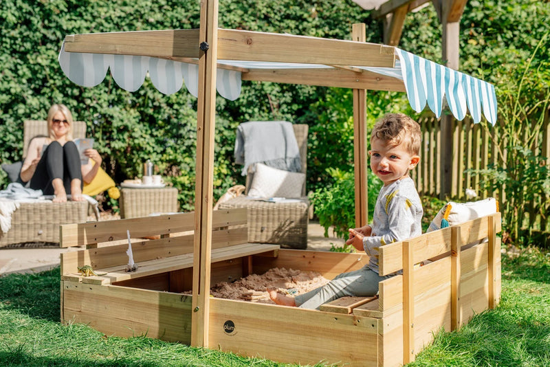 Plum® Wooden Sandpit with Canopy - Natural