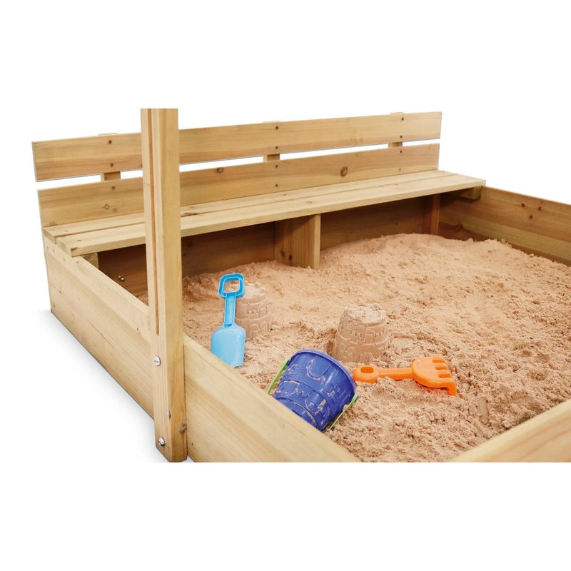 Plum® Wooden Sandpit with Canopy - Natural