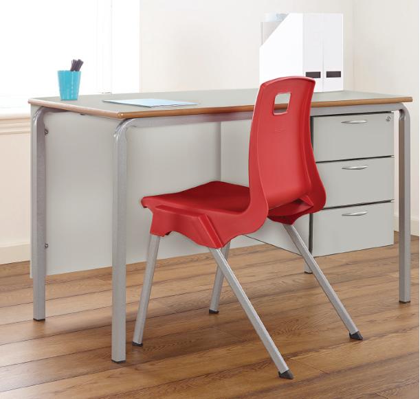 3 Drawer Crushed Bent Frame Teachers Desk, Learning SPACE