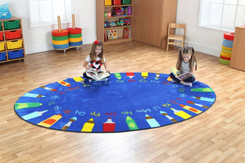 3x2m Oval Pencils Alphabet Carpet, Learning SPACE