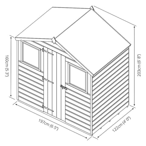 4 x 6 Shiplap Apex - Front Windows Shed-Dropship,Eco Friendly,Forest School & Outdoor Garden Equipment,Mercia Garden Products,Sheds,Wellbeing Furniture-Learning SPACE