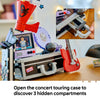 Opening the concert touring case of the LEGO Olivia Rodrigo's Secret Storage set to reveal one of its three hidden compartments
