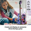 Girl holding the built LEGO Olivia Rodrigo's Dual Guitar, a 1,228-piece building set for ages 14+

