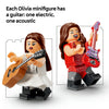 Two Olivia Rodrigo LEGO minifigures, each holding a guitar: one electric and one acoustic
