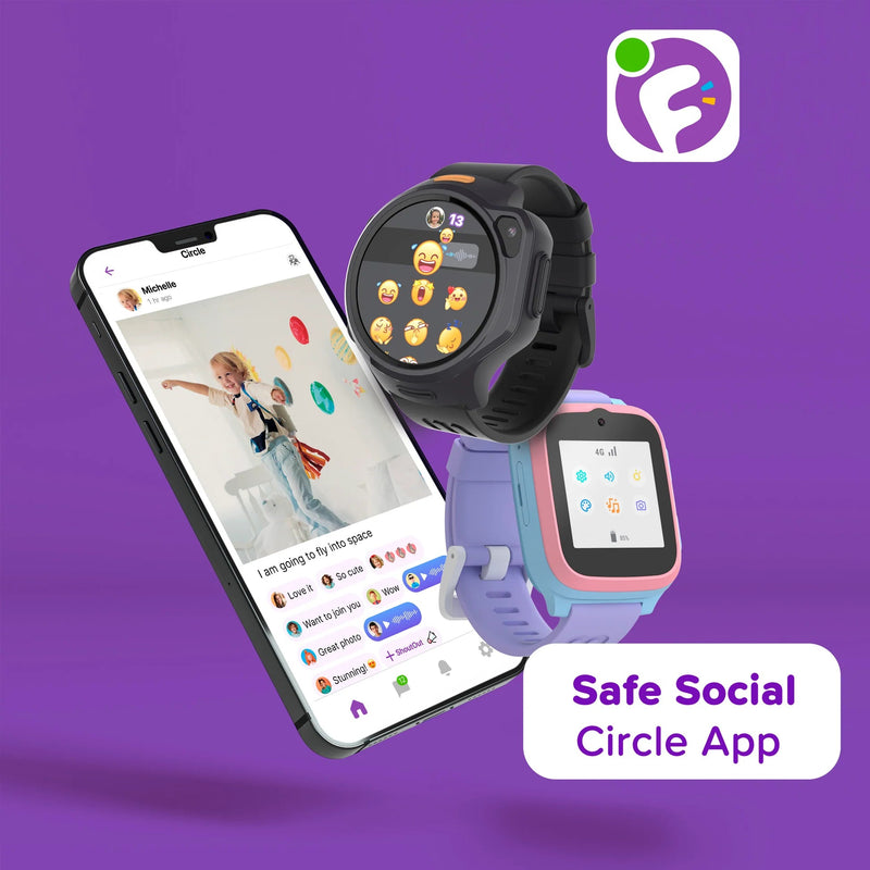 4G eSIM Kids Smart Watch with GPS Tracking, Video Call (Round) | myFirst Fone R2, Learning SPACE