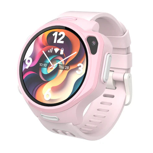 4G eSIM Kids Smart Watch with GPS Tracking, Video Call (Round) | myFirst Fone R2, Macaron Pink Learning SPACE