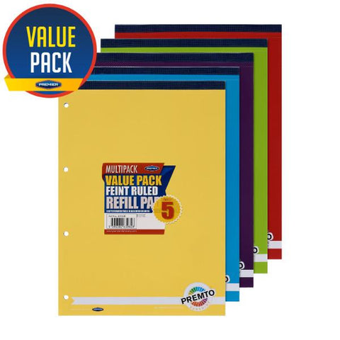 5 Pack A4 160-Page Refill Pads - Top Bound (Assorted Colours), Learning SPACE