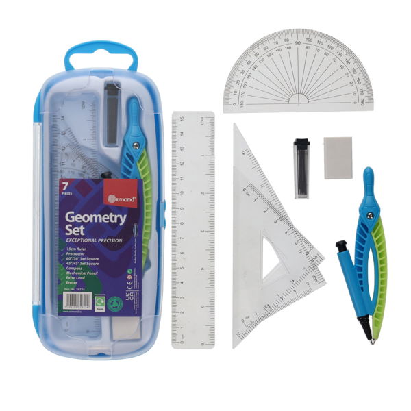 7 Piece Geometry Maths Set, Stationery Learning SPACE