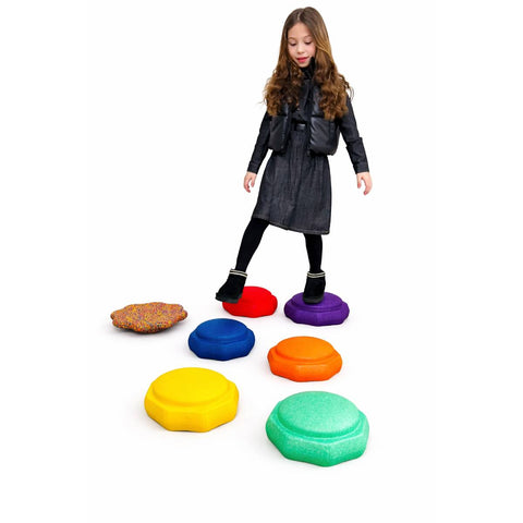 7 piece Octagonal Balance Stone Set-Balancing Equipment,Gross Motor and Balance Skills,Stepping Stones-Learning SPACE