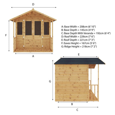 7 x 7 Bournemouth Wooden Summerhouse-Dropship,Eco Friendly,Forest School & Outdoor Garden Equipment,Mercia Garden Products,Sheds,Wellbeing Furniture-Learning SPACE