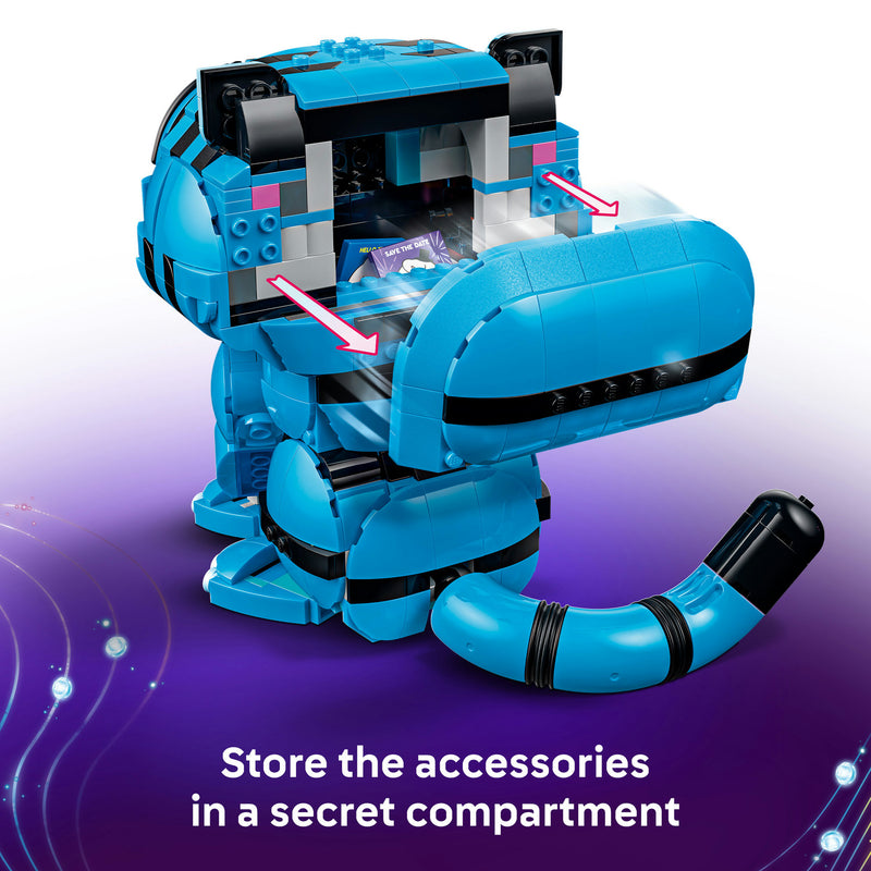 LEGO Derpy Tiger opened to show the secret compartment storing the accessories
