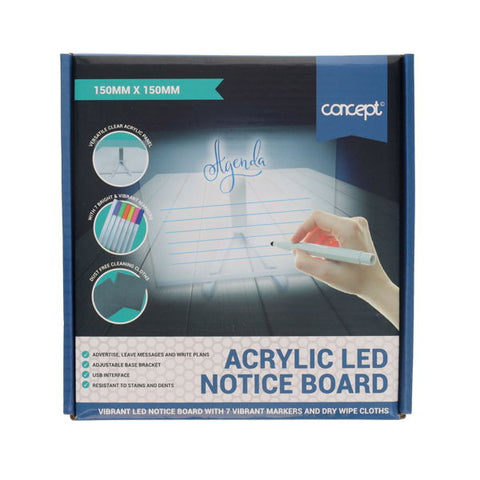 Acrylic LED Message Board - 150 x 150mm, Learning SPACE