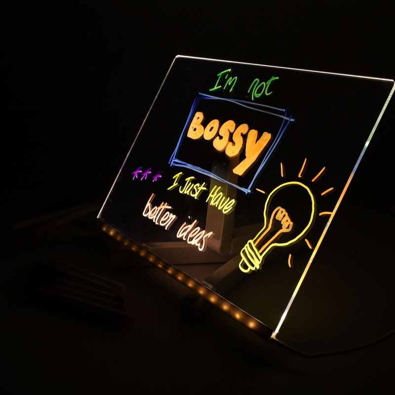 Acrylic LED Message Board (inc 7 markers) - 200x300mm, Learning SPACE