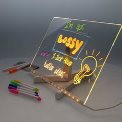 Acrylic LED Message Board (inc 7 markers) - 200x300mm-Drawing & Easels,Mark Making,Premier Office,Sensory Light Up Toys,Visual Sensory Toys-Learning SPACE