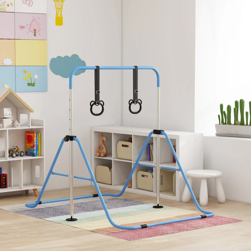Adjustable Kids Gymnastics Bar with Rings, Learning SPACE