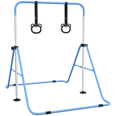 Adjustable Kids Gymnastics Bar with Rings, Blue Learning SPACE