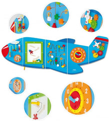 Aeroplane Activity Wall Panel Toy-Additional Need,Dropship,Fine Motor Skills,Gifts For 1 Year Olds,Helps With,Maths,Nursery,Primary Maths,SCOTEXCEL,sensory activity,Sensory Wall Panels & Accessories,Shape & Space & Measure,Sound,Stock,Strength & Co-Ordination,Tactile Toys & Books,Tracking & Bead Frames,Viga Activity Wall Panel-Learning SPACE