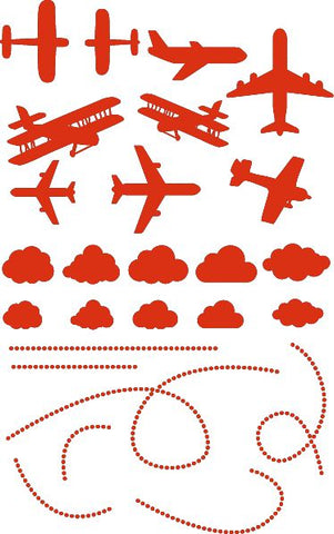 Airplane Wall/Ceiling Stickers, Red 34x55 cm Learning SPACE