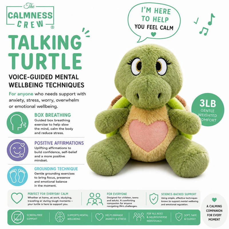 Turtle Weighted Talking and Breathing Plushie, Stuffed Toys Learning SPACE