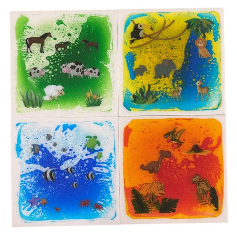 Animal Themed Liquid Floor Tiles Set of 4 - 30cm-Arts & Crafts-AllSensory,Calming & Anxiety,Chill Out Area,Eco Friendly,Helps With,Lumina,Nature Sensory Room,Playlearn,SCOTEXCEL,Sensory Floor Tiles,Sensory Flooring,Sensory Processing Disorder,Sensory Seeking,Visual Sensory Toys-Learning SPACE