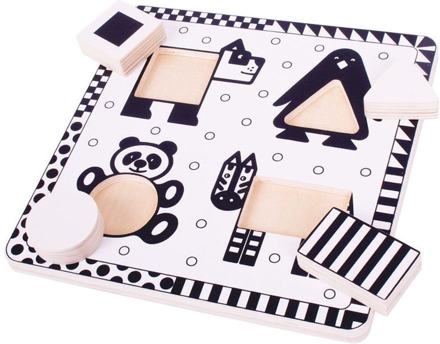 Animals Black & White Wooden Puzzle-2-12 Piece Jigsaw,Baby Maths,Baby Wooden Toys,Bigjigs Toys,Down Syndrome,Early Years Maths,Games & Toys,Gifts For 1 Year Olds,Primary Maths,SCOTEXCEL,Sound. Peg & Inset Puzzles,Stock-Learning SPACE