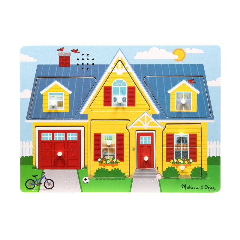 Around the House Sound Puzzle - Wooden Peg Puzzle with Light-Activated Sound Effects (8 pcs), Learning SPACE