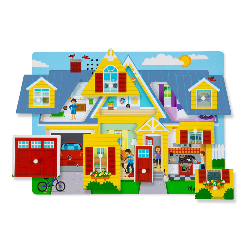 Around the House Sound Puzzle - Wooden Peg Puzzle with Light-Activated Sound Effects (8 pcs), Learning SPACE