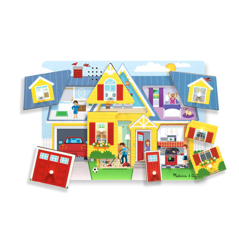 Around the House Sound Puzzle - Wooden Peg Puzzle with Light-Activated Sound Effects (8 pcs), Learning SPACE