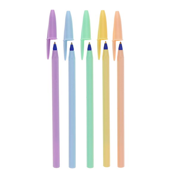 Bic Cristal Pastel Ballpoint Pens Pack 5 - Blue Ink