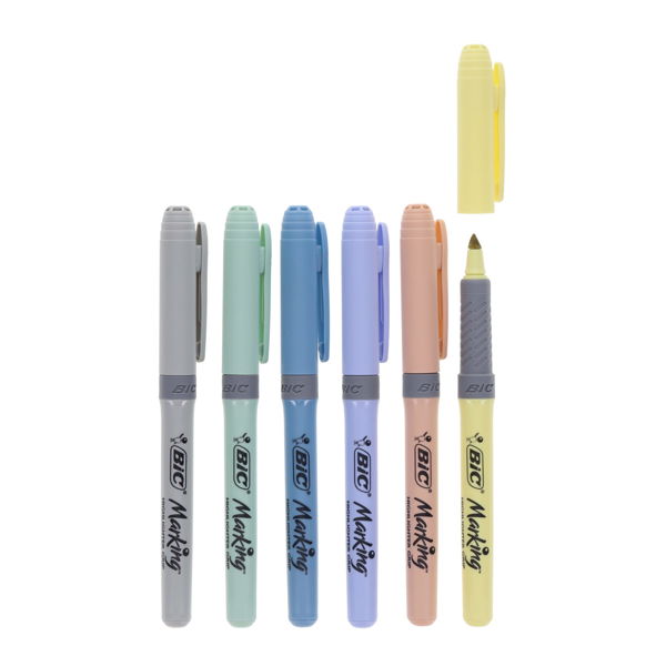 Bic Pack of 6 Highlighter Grip Pens