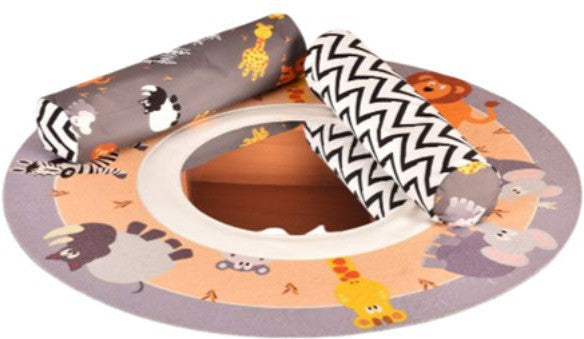 Baby Play Mat with Mirror and Bolsters - Safari Theme, Learning SPACE